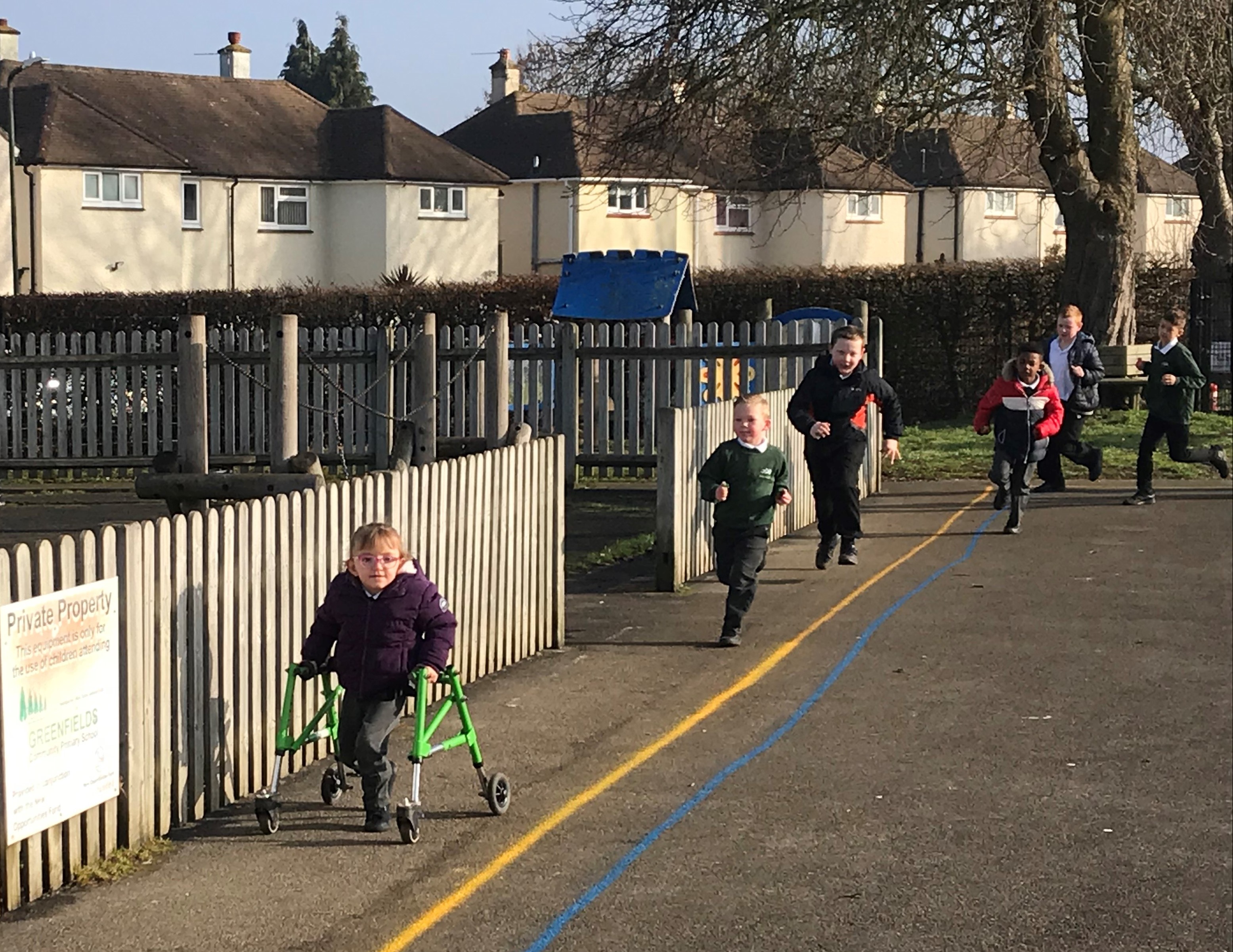 Children running in the playground