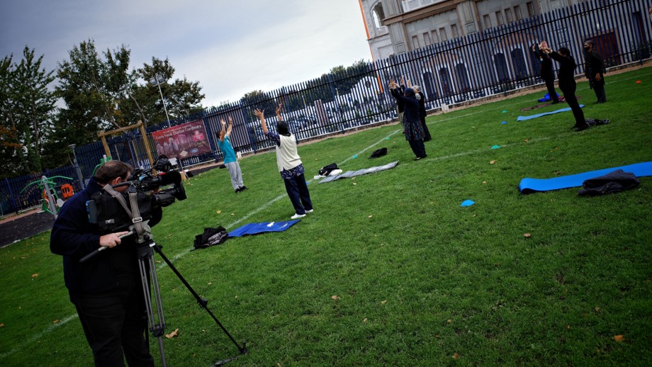 people exercising in the park