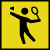 Icon of a figure swinging a badminton racquet.