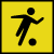 Icon of a figure running with a football on the ground next to them.