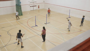 people playing badminton