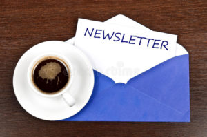 cup of coffee and newsletter