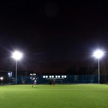 football pitch with floodlights