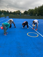 Girls playing netball