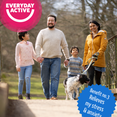 Everyday active poster wtih family walking in park