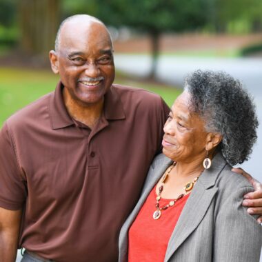 two people smiling