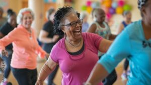 Woman taking part in a zumba class