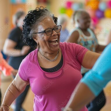 Woman taking part in a zumba class