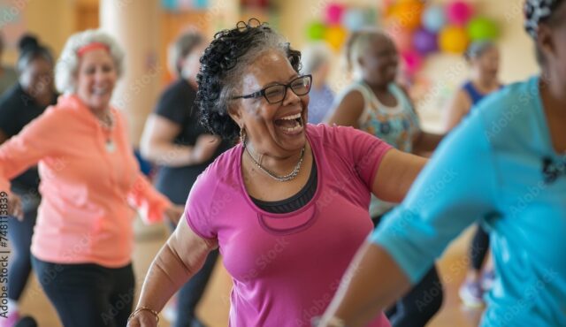 Woman taking part in a zumba class